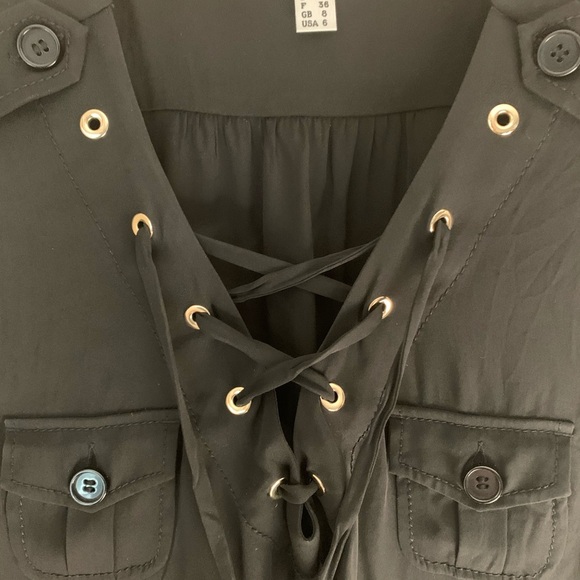 MOSCHINO 100% Silk Lace Up Black Dress - Picture 11 of 16